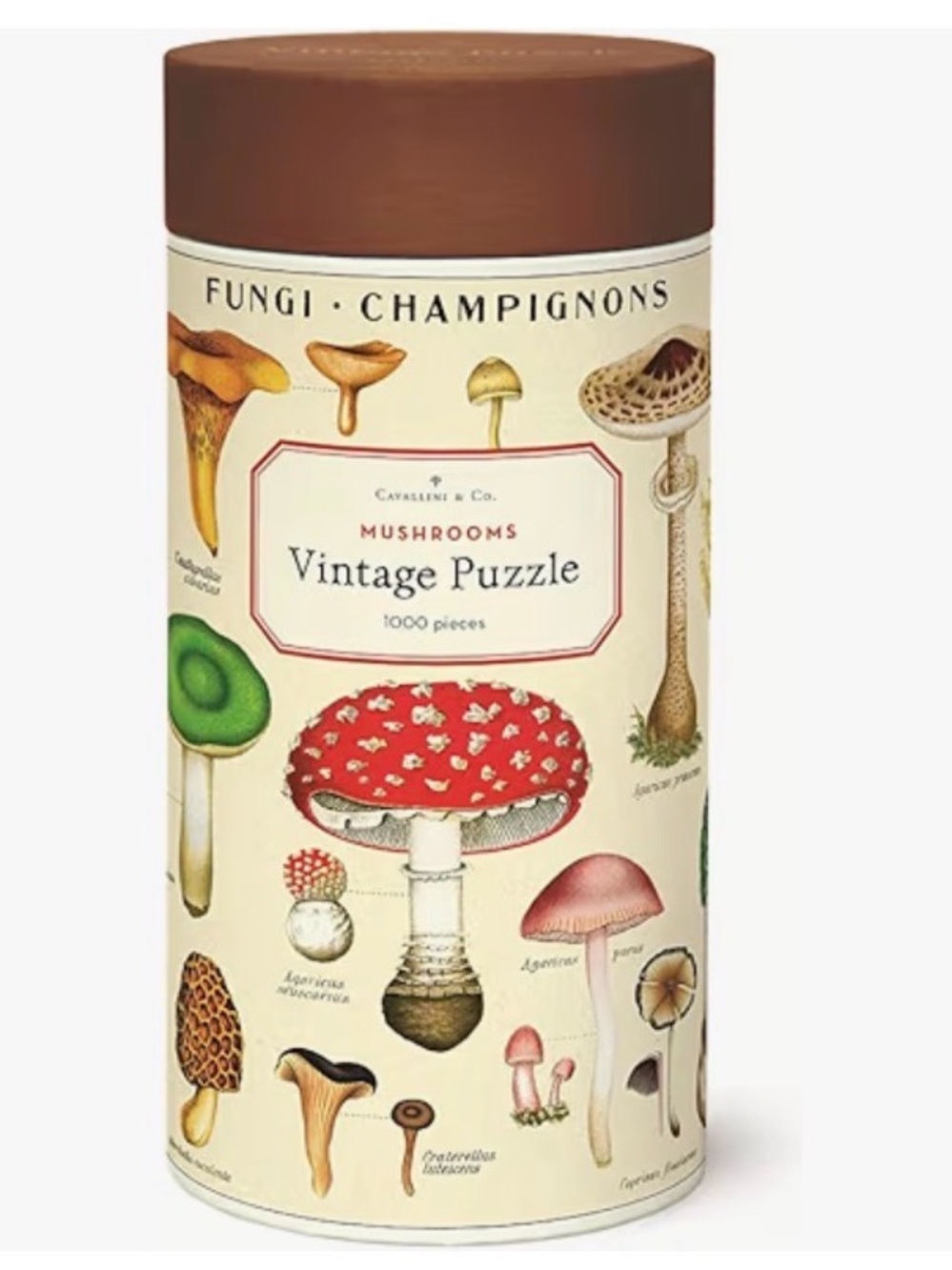 Cavallini & Co. Mushrooms Vintage Puzzle - Red & Brown